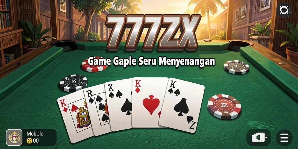 Tampilan gameplay Gaple yang menarik dan seru dalam 777ZX.