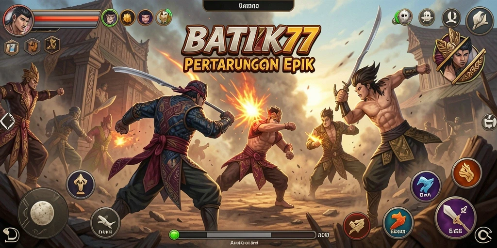 Tampilan gameplay <strong>BATIK77</strong> yang seru dengan aksi pertarungan mendebarkan.