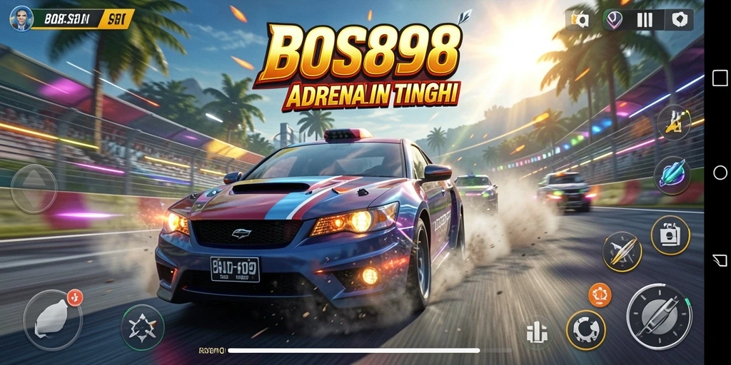Tampilan gameplay seru dalam balapan yang menegangkan.