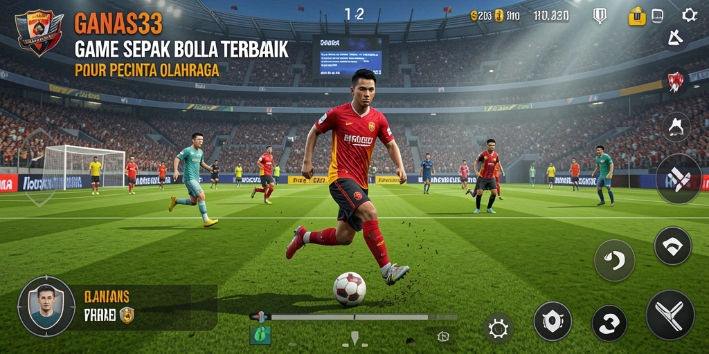 Tangkapan layar dari gameplay sepak bola GANAS33 yang menegangkan.