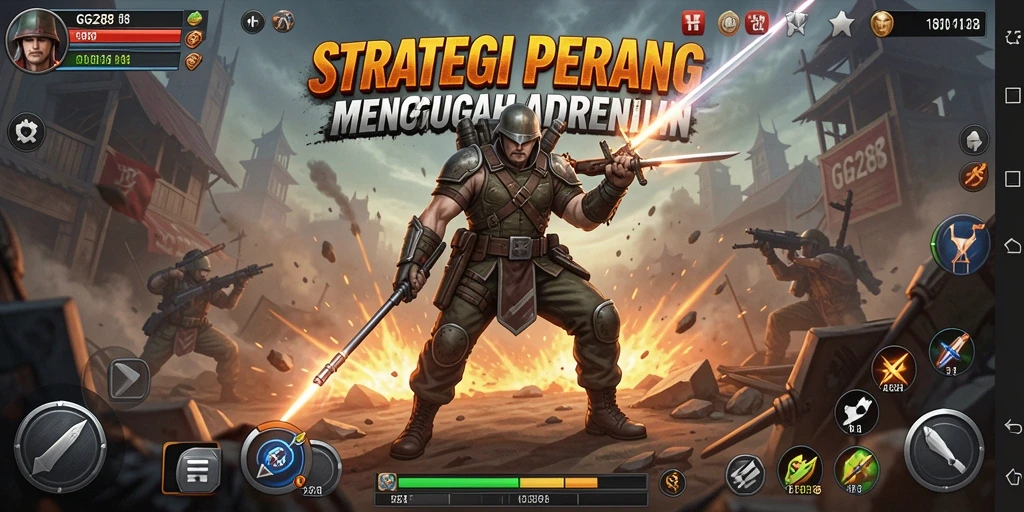 Screenshot permainan menunjukkan medan perang yang mendebarkan dan strategi serangan.