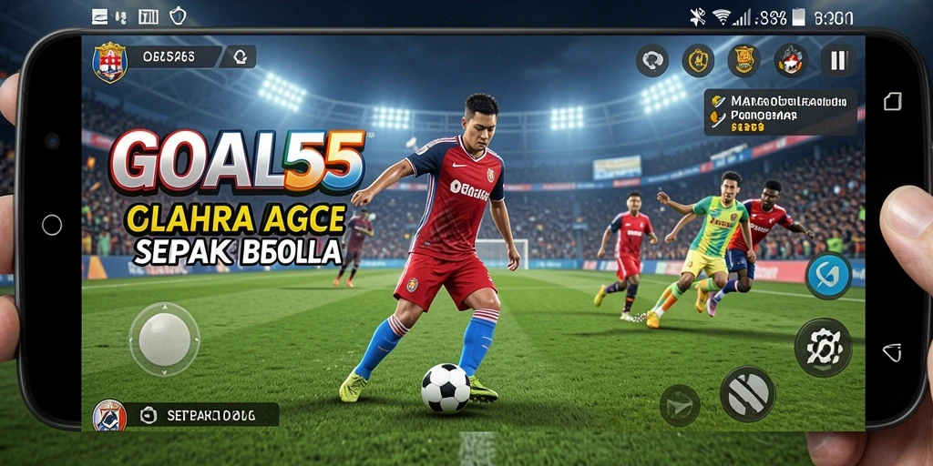 Tampilan gameplay GOAL55 yang mendebarkan dengan aksi sepak bola nyata.