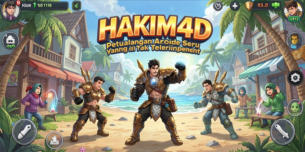 Screenshot menunjukkan aksi seru gameplay HAKIM4D dengan karakter yang dinamis.
