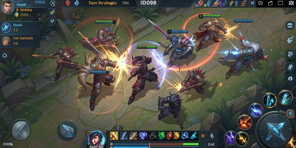 Tampilan screenshot ID098 menunjukkan aksi intens dalam pertarungan MOBA.