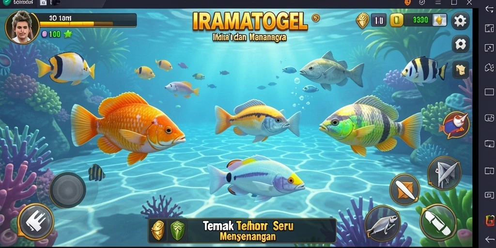 Screenshot IRAMATOGEL menampilkan aksi seru menembak ikan.