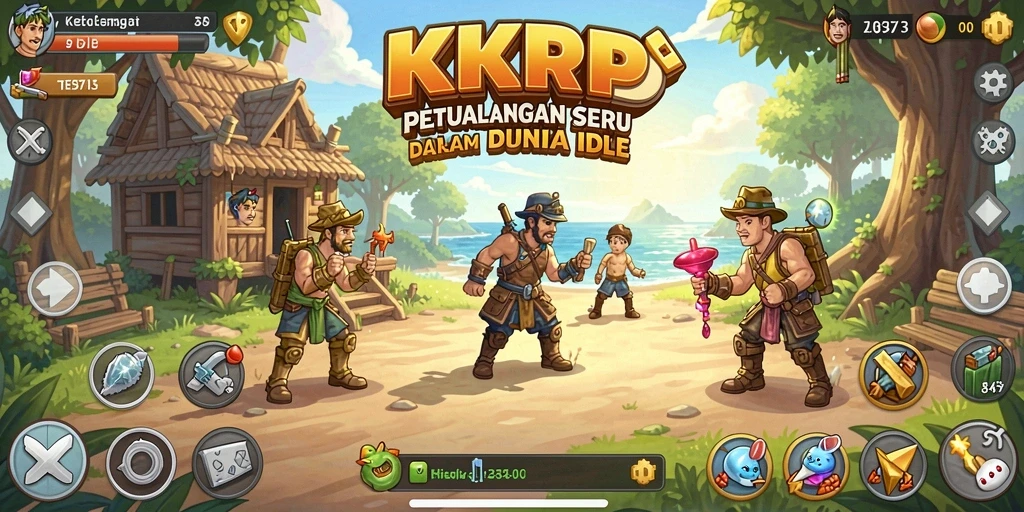 Tampilan gameplay KKRP yang menarik dengan karakter-karakter unik dalam petualangan Idle.