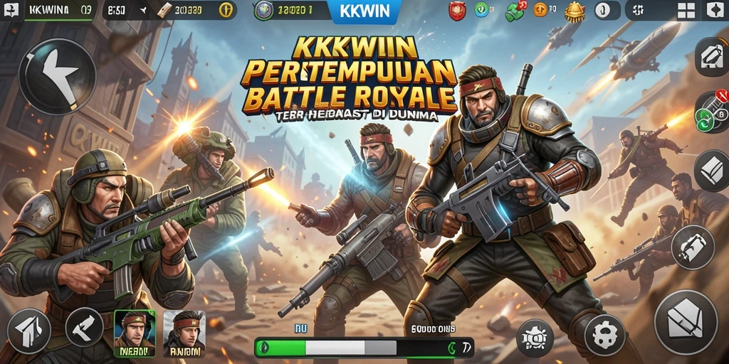 Tampilan gameplay KKWIN yang menegangkan dan seru dalam pertempuran Battle Royale.