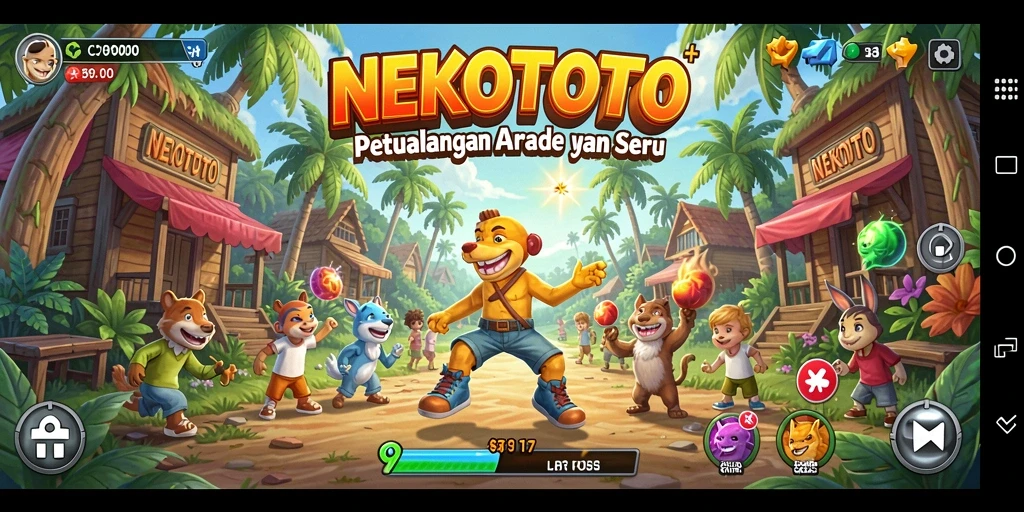 Tampilan gameplay seru dari NEKOTOTO di dunia arcade.