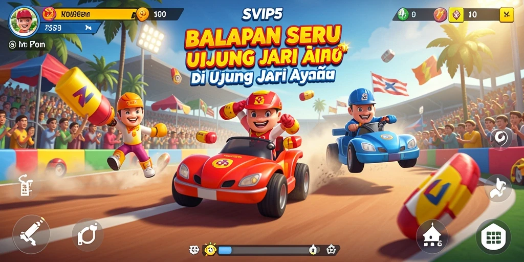 Gameplay seru di SVIP5 dengan mobil balap yang mengesankan.