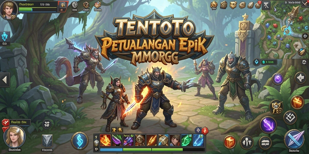 Screenshot gameplay TENTOTO yang menunjukkan aksi pertarungan epik dan eksplorasi dunia.