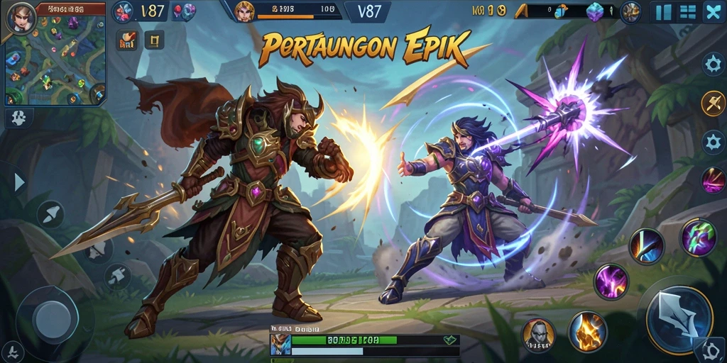 Tampilan gameplay seru dalam pertandingan V87 yang penuh strategi.
